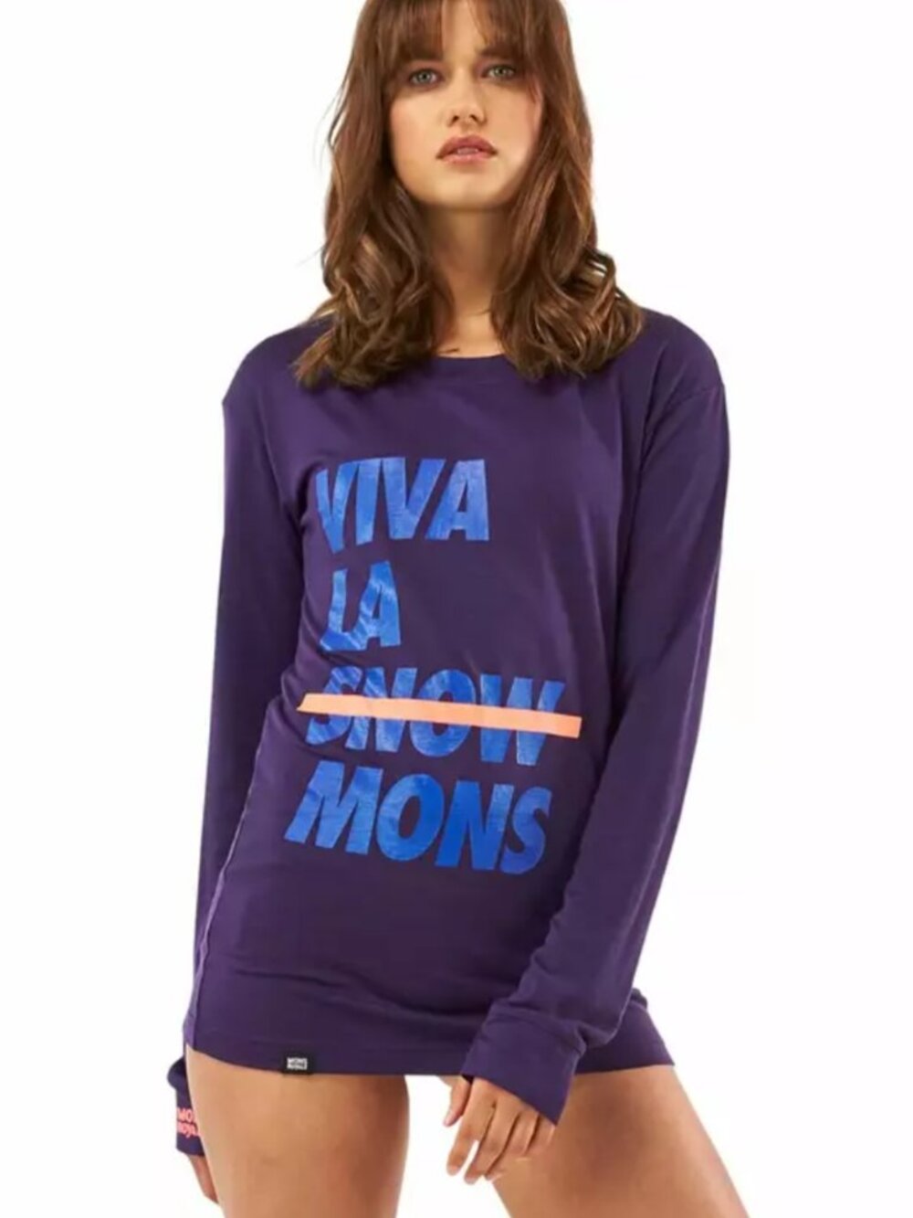 Mons Royale 100% Merino Wool Base Layer Shirt Women's S Purple Logo Winter Ski